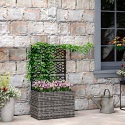 STILVORA Raised Planter with Trellis 57 cm in Grey - thumbnail 2