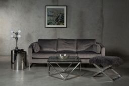 Orsina Luxe 3 Seater Grey Velvet Sofa, Lounge Couch With Scatter Cushions, Sofa Seat With Slim Armrests, Velvet Couch - thumbnail 2