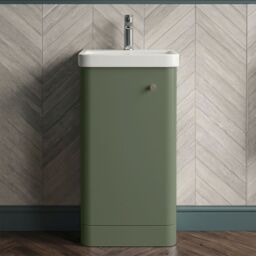 Balterley Modern Bathroom Floor 1 Door Vanity Unit Basin, Satin Green, 405mm in Green - thumbnail 9