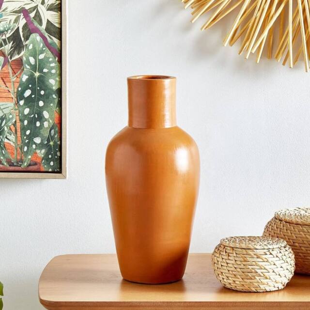 Wyld and Coco Handmade Orange Terracotta Vase for Dried Flowers - image 1