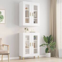 Berkfield Home Hanging Wall Cabinet White 69.5x34x90 cm - thumbnail 2