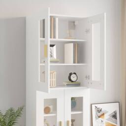 Berkfield Home Hanging Wall Cabinet White 69.5x34x90 cm - thumbnail 8