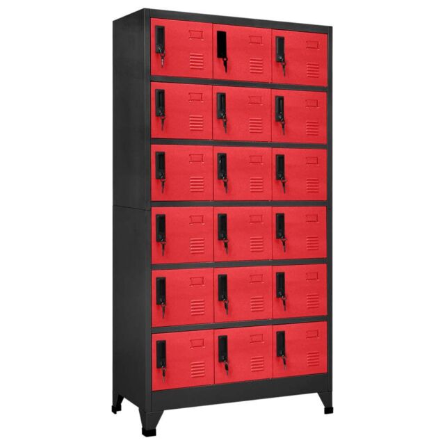 Berkfield Home Locker Cabinet Anthracite & Red 90x40x180 cm Steel in Black - Size: 90 x 40 x 180 cm - image 1