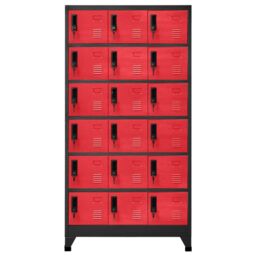 Berkfield Home Locker Cabinet Anthracite & Red 90x40x180 cm Steel in Black - Size: 90 x 40 x 180 cm - thumbnail 2