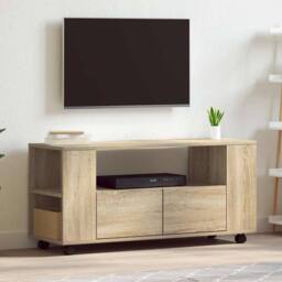 Berkfield Home TV Cabinet Sonoma Oak 102x34.5x43 cm Engineered Wood in Light Brown - thumbnail 2