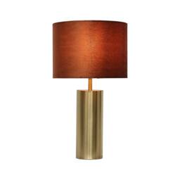 First Choice Lighting Set of 2 Amber - Gold Touch 40cm Table Lamps Orange Velvet Shades - thumbnail 3