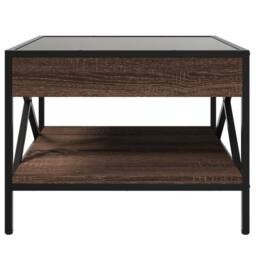 Berkfield Home Decorative Coffee Table with Infinity LED Brown Oak 50x50x38 cm - Size: 50 x 50 x 38 cm - thumbnail 6