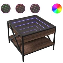 Berkfield Home Decorative Coffee Table with Infinity LED Brown Oak 50x50x38 cm - Size: 50 x 50 x 38 cm - thumbnail 3
