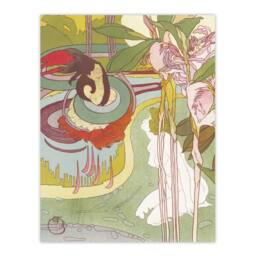 "Artery8 Woman Sees Vision in Garden Vintage Wall Art Print de Feure in Green - Size: W18"" x H24""" - thumbnail 1