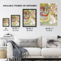 "Artery8 Woman Sees Vision in Garden Vintage Wall Art Print de Feure in Green - Size: W18"" x H24""" - thumbnail 3