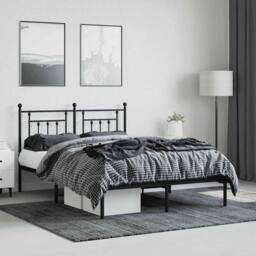 Berkfield Home Metal Bed Frame with Headboard Black 140x200 cm - thumbnail 4