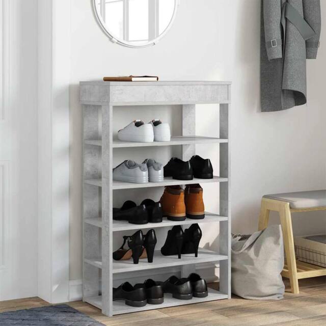 Berkfield Home Shoe Rack Concrete Grey 60x30x98 cm Engineered Wood - Size: 60 x 30 x 98 cm - image 1