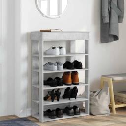Berkfield Home Shoe Rack Concrete Grey 60x30x98 cm Engineered Wood - Size: 60 x 30 x 98 cm - thumbnail 1