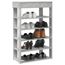 Berkfield Home Shoe Rack Concrete Grey 60x30x98 cm Engineered Wood - Size: 60 x 30 x 98 cm - thumbnail 2