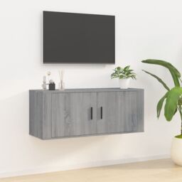 Berkfield Home Wall Mounted TV Cabinet Grey Sonoma 100x34.5x40 cm - thumbnail 1