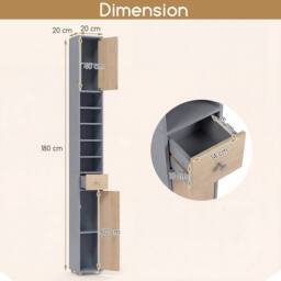 Hinsinc Slim Tall Bathroom Storage Floor Cabinet in Grey - thumbnail 2