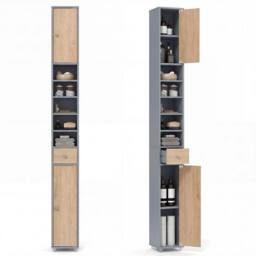 Hinsinc Slim Tall Bathroom Storage Floor Cabinet in Grey