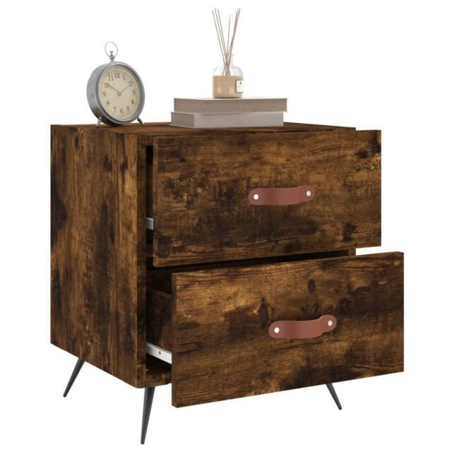 Berkfield Home Modern Bedside Cabinets 2 pcs Smoked Oak 40x35x47.5 cm Engineered Wood in Brown - image 1