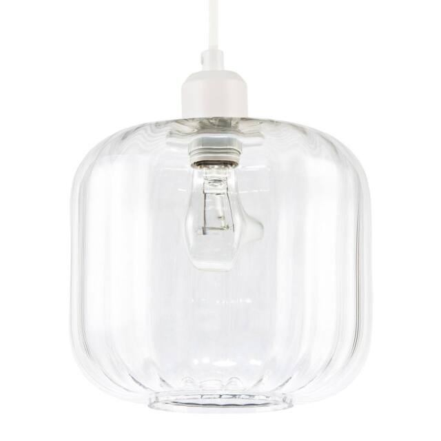Happy Homewares Contemporary Glass Wide Ribbed Square Pendant Light Shade in Clear - image 1