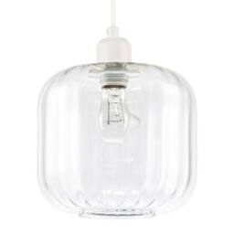 Happy Homewares Contemporary Glass Wide Ribbed Square Pendant Light Shade in Clear - thumbnail 1