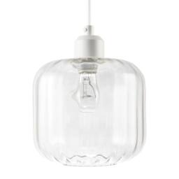 Happy Homewares Contemporary Glass Wide Ribbed Square Pendant Light Shade in Clear - thumbnail 4