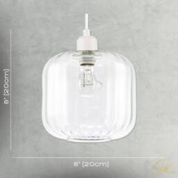 Happy Homewares Contemporary Glass Wide Ribbed Square Pendant Light Shade in Clear - thumbnail 7