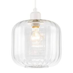 Happy Homewares Contemporary Glass Wide Ribbed Square Pendant Light Shade in Clear - thumbnail 2