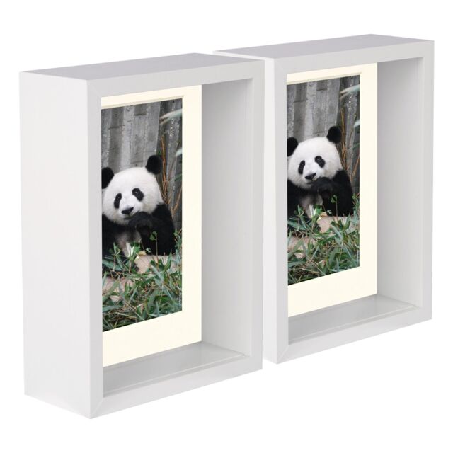 "Nicola Spring 5"" x 7"" 3D Deep Box Photo Frames - 4"" x 6"" Mount - White - Pack of 5 in Ivory" - image 1