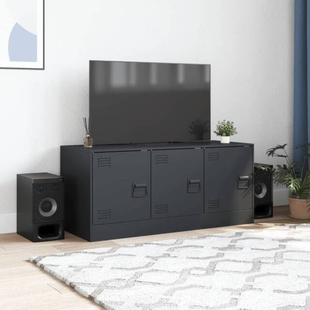 Berkfield Home TV Cabinet Anthracite 99x39x44 cm Steel in Dark Grey - Size: 99 x 39 x 44 cm - image 1