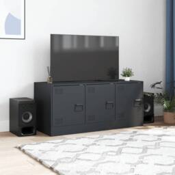 Berkfield Home TV Cabinet Anthracite 99x39x44 cm Steel in Dark Grey - Size: 99 x 39 x 44 cm - thumbnail 1