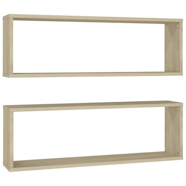 Berkfield Home Wall Cube Shelf 2 pcs Sonoma Oak 80x15x26.5 cm Engineered Wood in Light Tan - image 1