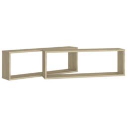 Berkfield Home Wall Cube Shelf 2 pcs Sonoma Oak 80x15x26.5 cm Engineered Wood in Light Tan - thumbnail 5