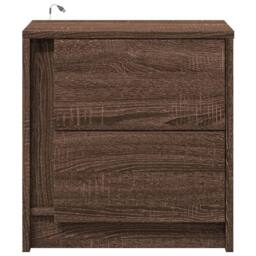 Berkfield Home Stylish Bedside Cabinet with LED Lights Brown Oak Engineered Wood - thumbnail 6