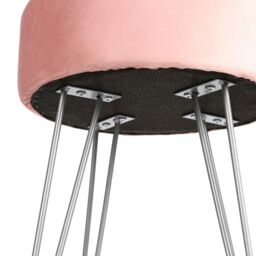 Harbour Housewares Round Velvet Footstools - H40 x D35cm - Silver Legs - Pack of 2 in Pink - thumbnail 6