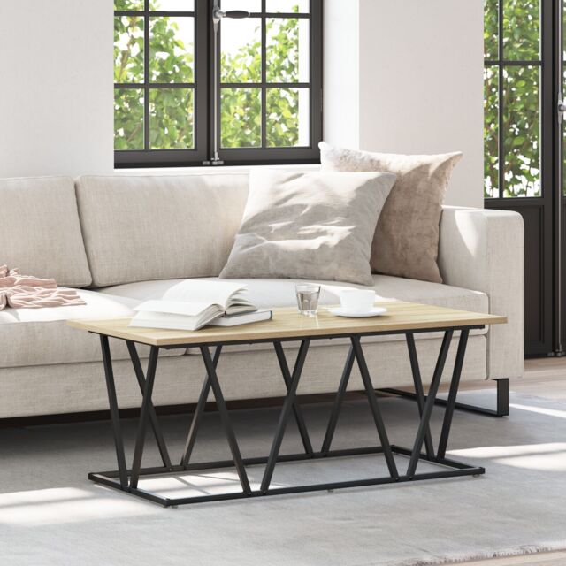 Berkfield Home Coffee Table Sonoma Oak 100x50x40 cm Made of Engineered Wood & Metal in Brown - Size: 100 x 50 x 40 cm - image 1