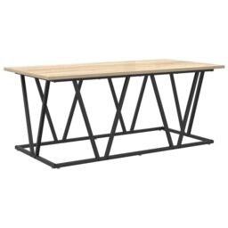 Berkfield Home Coffee Table Sonoma Oak 100x50x40 cm Made of Engineered Wood & Metal in Brown - Size: 100 x 50 x 40 cm - thumbnail 2