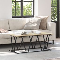 Berkfield Home Coffee Table Sonoma Oak 100x50x40 cm Made of Engineered Wood & Metal in Brown - Size: 100 x 50 x 40 cm - thumbnail 1