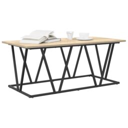 Berkfield Home Coffee Table Sonoma Oak 100x50x40 cm Made of Engineered Wood & Metal in Brown - Size: 100 x 50 x 40 cm - thumbnail 3