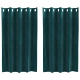 Berkfield Home Blackout Curtains with Eyelets 2 pcs Dark Green Velvet - thumbnail 2
