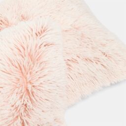 OHS 2 Pack Fluffy Ultra Soft Plush Two Tone Square Cushion Covers in Light Pink - Size: 45 cm x 45 cm - thumbnail 3