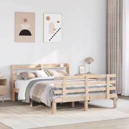 Berkfield Home Bed Frame with Headboard without Mattress 135x190 cm Double in Light Tan - thumbnail 2