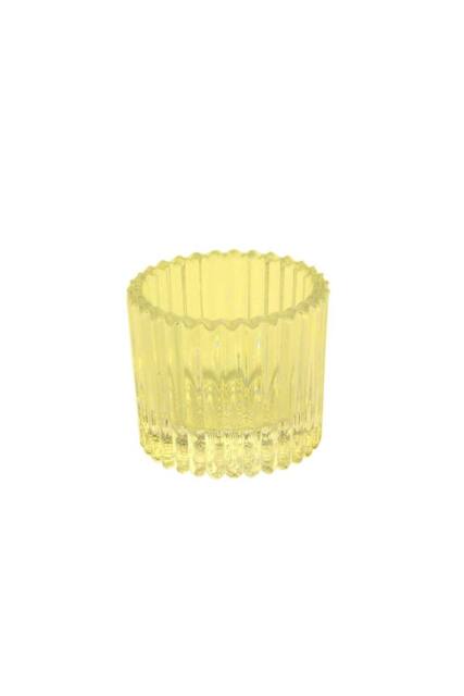 KDMD Yellow Ribbed Glass Tealight Holder 4.5cm 10 Pack - image 1