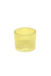 KDMD Yellow Ribbed Glass Tealight Holder 4.5cm 10 Pack - thumbnail 1
