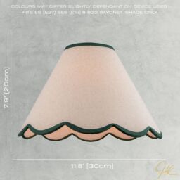 Happy Homewares Scallop Edge Natural Textured Linen Coolie Lamp Shade with Cotton Trims in Dark Green - Size: 12 inches - thumbnail 6