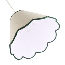 Happy Homewares Scallop Edge Natural Textured Linen Coolie Lamp Shade with Cotton Trims in Dark Green - Size: 12 inches - thumbnail 3