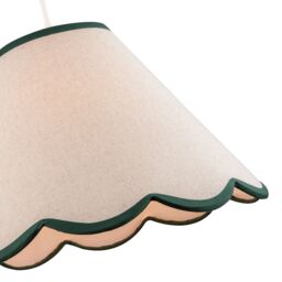 Happy Homewares Scallop Edge Natural Textured Linen Coolie Lamp Shade with Cotton Trims in Dark Green - Size: 12 inches - thumbnail 4