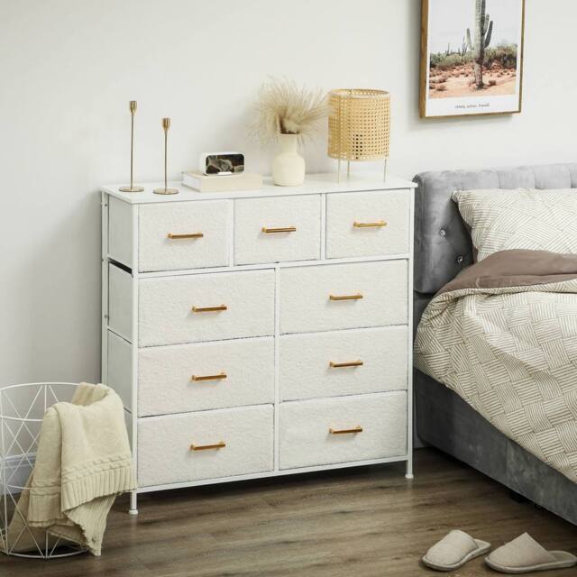 STILVORA Chest of Drawers with 9 Drawers & Steel Frame in Cream - image 1