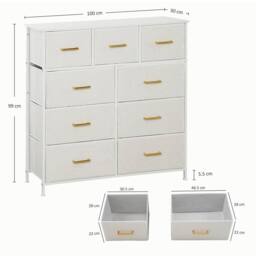 STILVORA Chest of Drawers with 9 Drawers & Steel Frame in Cream - thumbnail 3