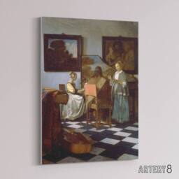 "Artery8 Vermeer The Concert Music Painting Canvas Wall Art Print - Size: W18"" x H24""" - thumbnail 2