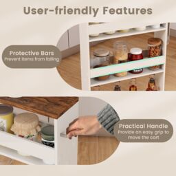 Costway 4-Tier Slim Storage Cart Narrow Rolling Kitchen Serving Cart w/ Open Shelves in Dark Brown - thumbnail 6